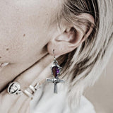 Ankh Sterling Silver Skull Earrings 02 | Gthic.com