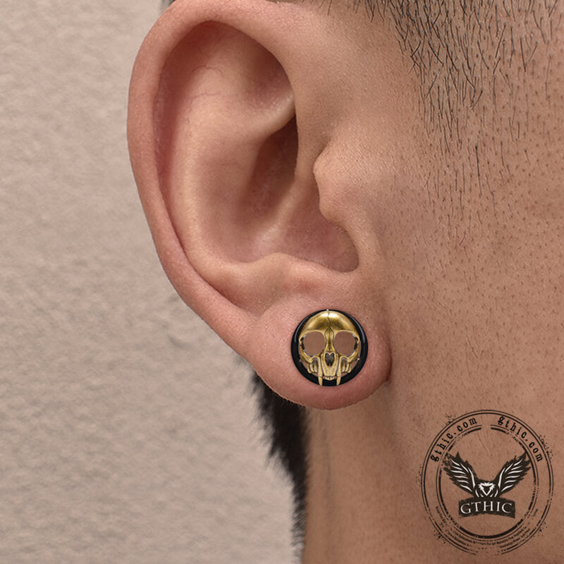 Antique Gold Skull Stainless Steel Ear Gauges | Gthic.com