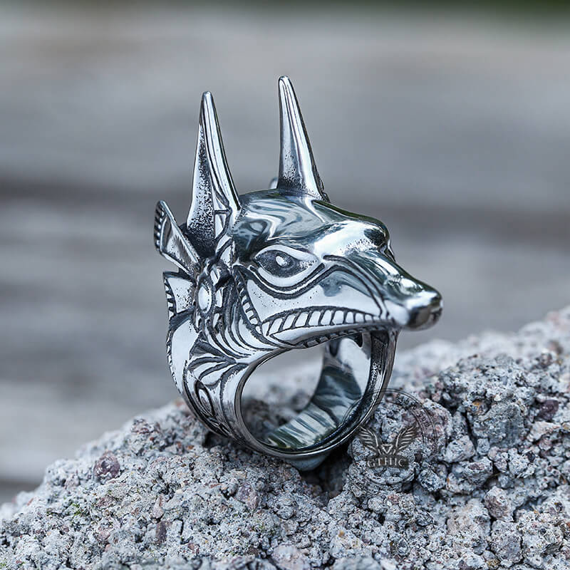 Anubis Ankh Stainless Steel Ring | Gthic.com