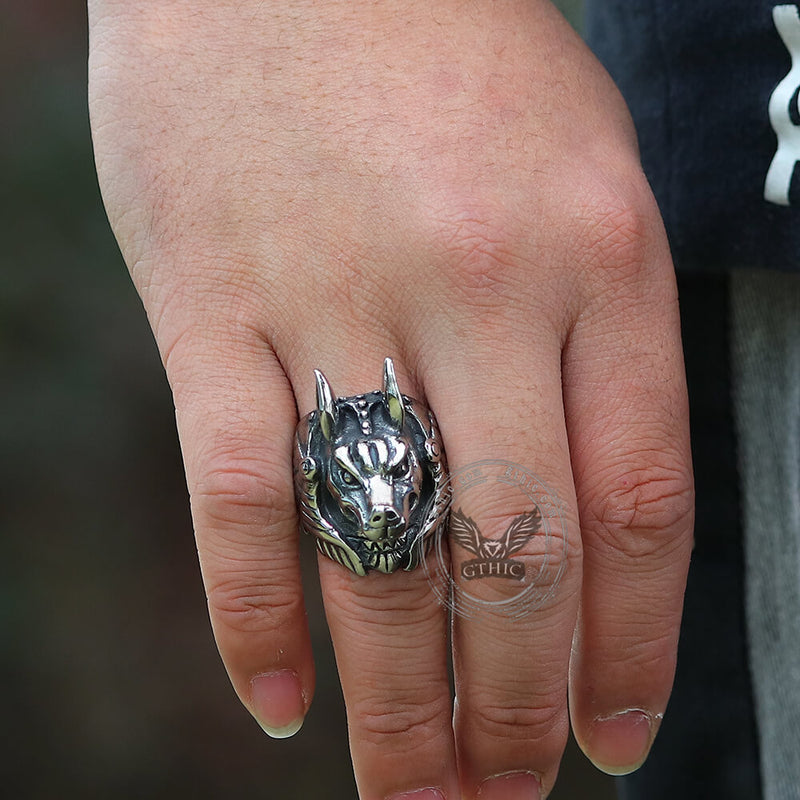 Anubis Egyptian Death God Stainless Steel Ring