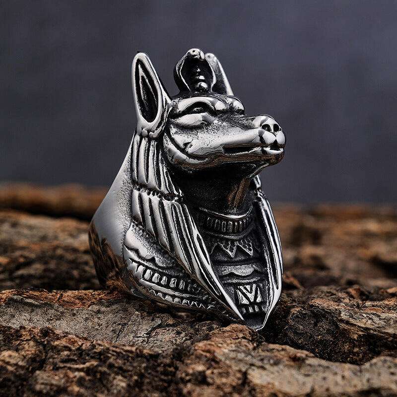 Anubis Stainless Steel Egyptian Mythology Ring