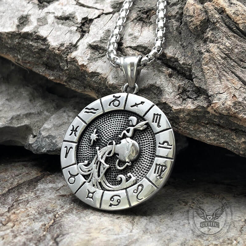 Aquarius Stainless Steel Pendant 02 | Gthic.com