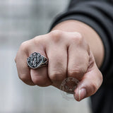 Archangel Guardian Stainless Steel Ring 02 | Gthic.com