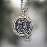 Archangel Saint Michael Stainless Steel Coin Necklace | Gthic.com