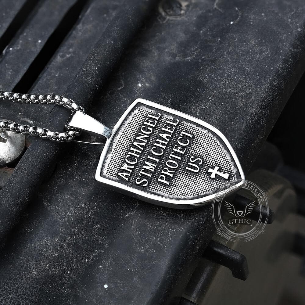 Archangel Saint Michael Sword Stainless Steel Pendant | Gthic.com