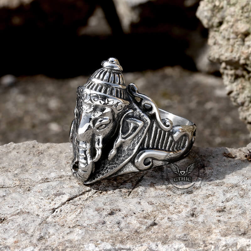 Auspicious Elephant Stainless Steel Animal Ring | Gthic.com