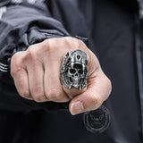Azteekse Jaguar Warrior RVS Skull Ring