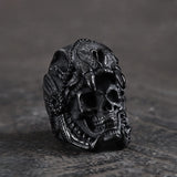 Azteekse Jaguar Warrior RVS Skull Ring