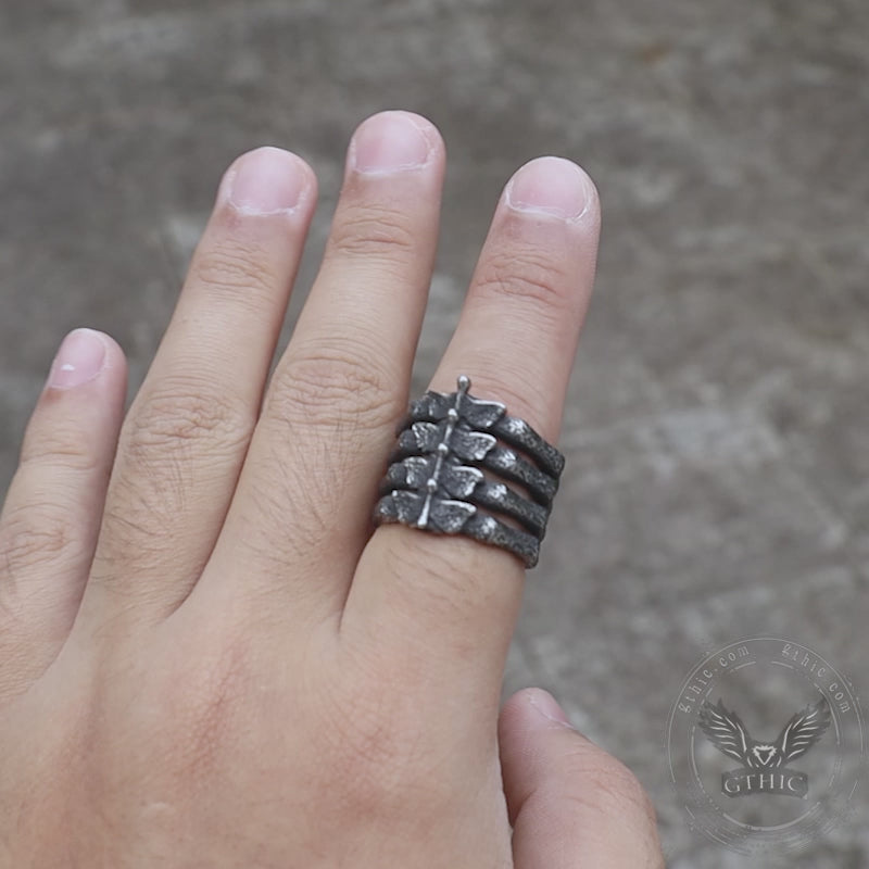 Detailed Vertebrae Stainless Steel Ring