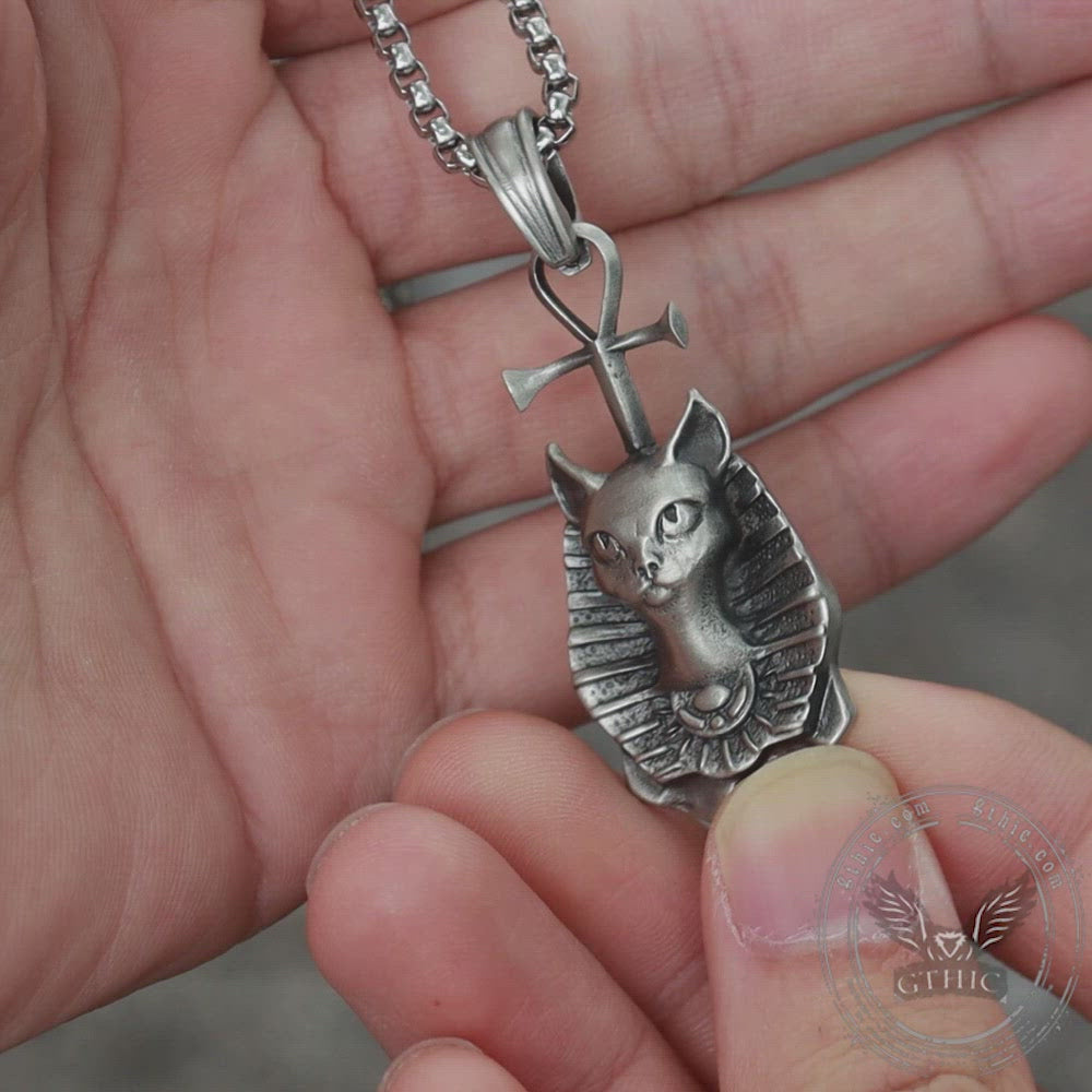 Egyptian Pharaoh Cat Mafdet Pure Tin Necklace