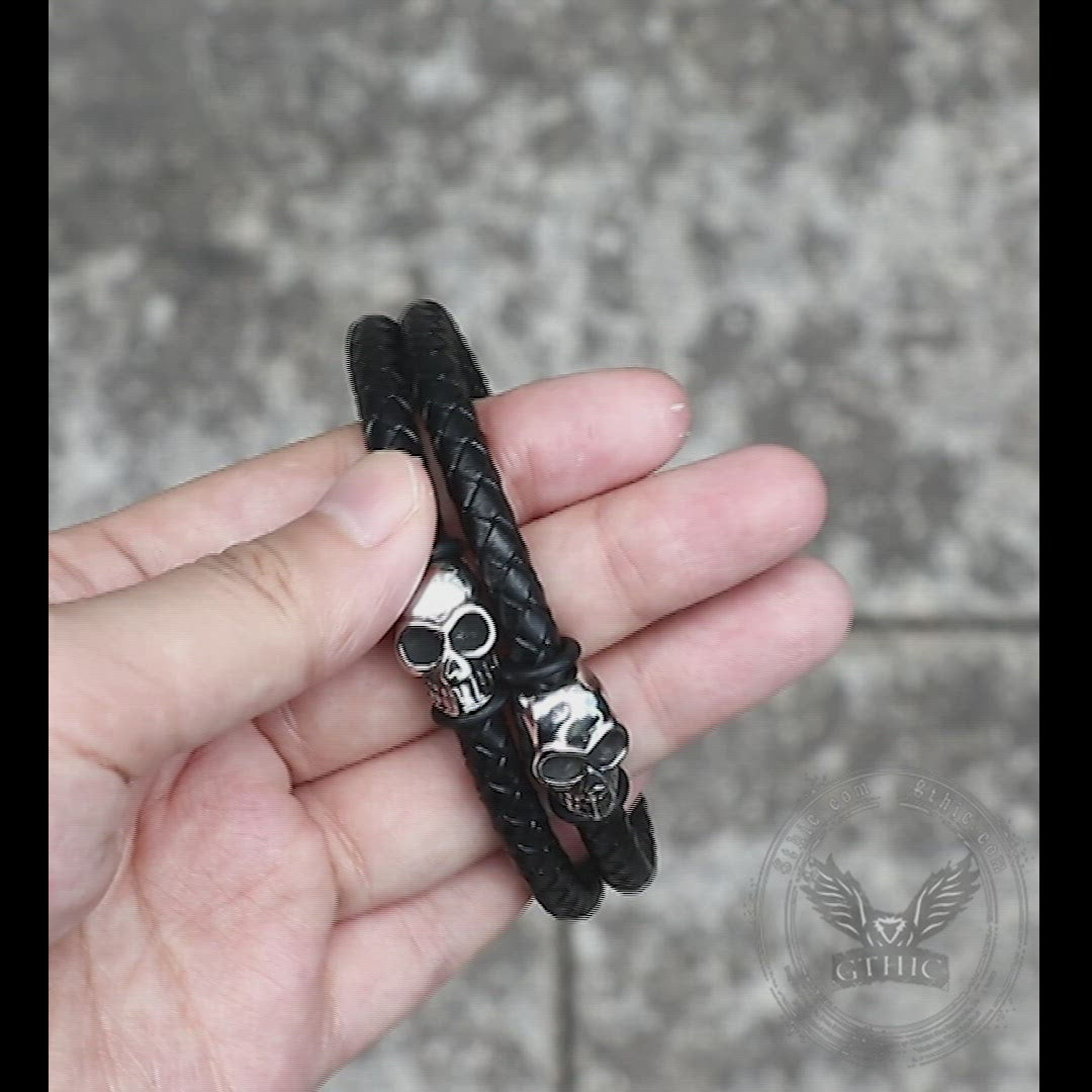 Skull Stainless Steel Leather Bracelet