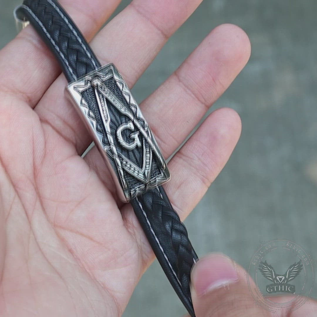 Freemason Stainless Steel Leather Bracelet