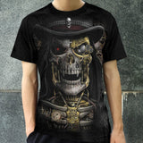 T-shirt tête de mort en polyester Steampunk Bandit