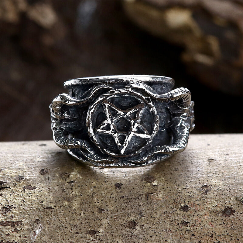 Baphomet Sigil Stainless Steel Occultisme Ring | Gthic.com