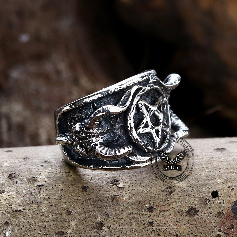 Baphomet Sigil Stainless Steel Occultisme Ring | Gthic.com