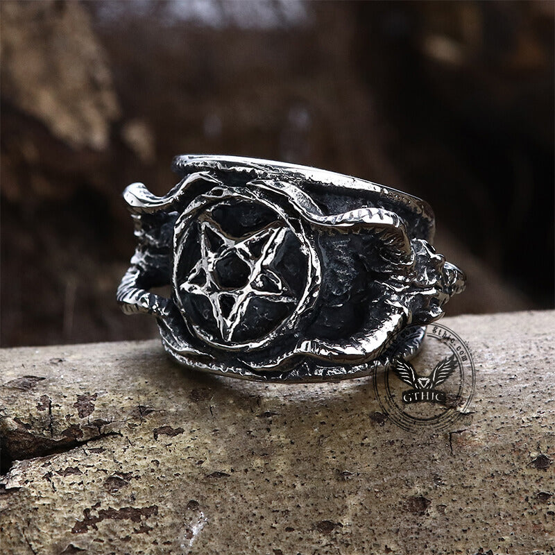 Baphomet Sigil Stainless Steel Occultisme Ring | Gthic.com