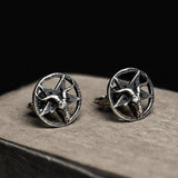 Baphomet Sterling Silver Satan Stud Earrings 01 | Gthic.com
