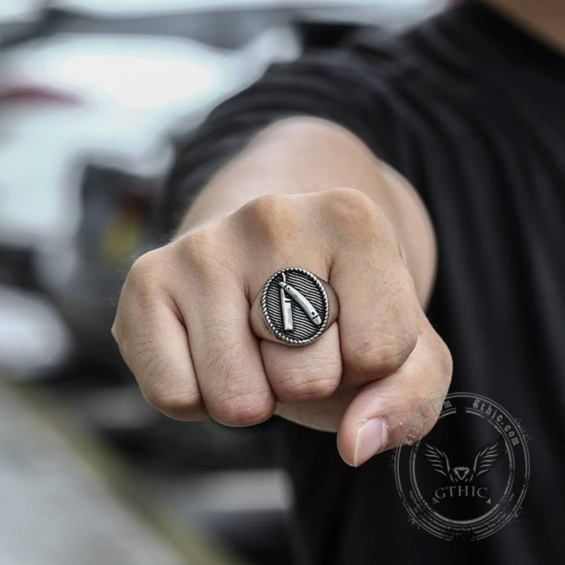 Barber Razor Stainless Steel Ring | Gthic.com