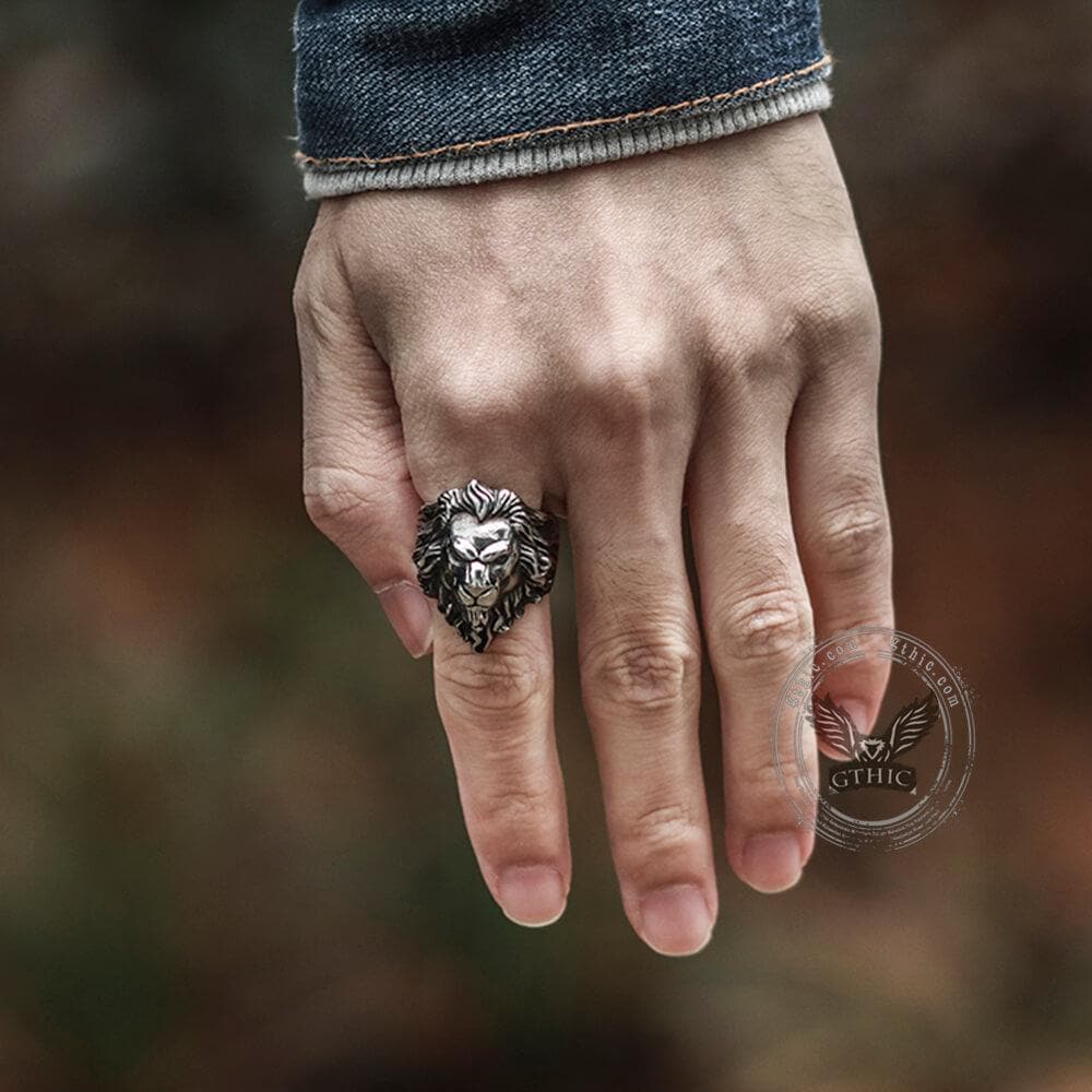 Baroque Lion Stainless Steel Ring02 | Gthic.com