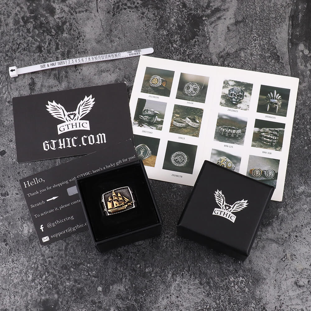 Barque Sailing Ship Stainless Steel Marine Ring