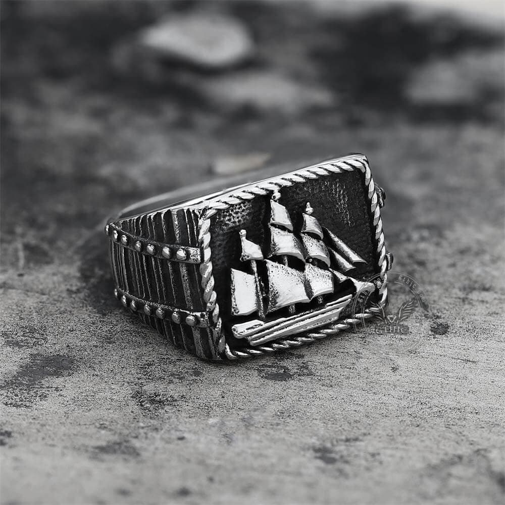 Barque Sailing Ship Stainless Steel Marine Ring | Gthic.com
