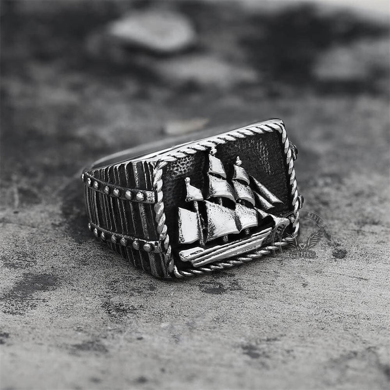 Barque Sailing Ship Stainless Steel Marine Ring | Gthic.com
