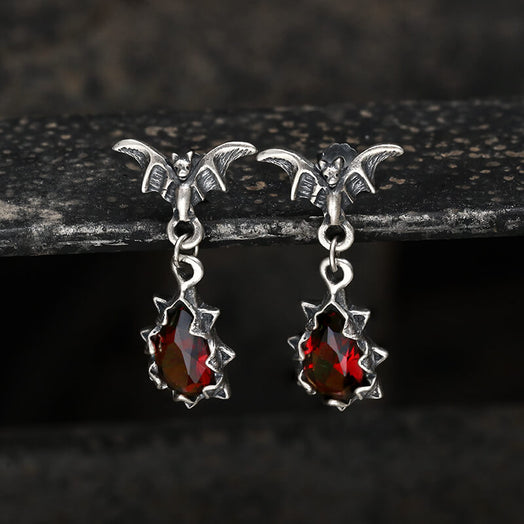 Bat Sterling Silver Crystal Earrings | Gthic.com