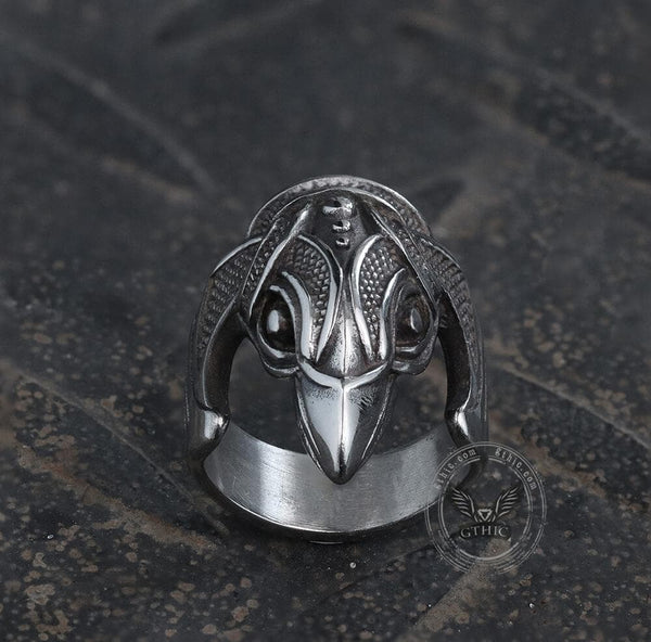 Battle Raven Stainless Steel Viking Ring | Gthic.com