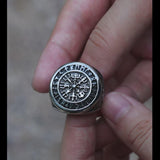 Futhark Runes Compass Viking Ring