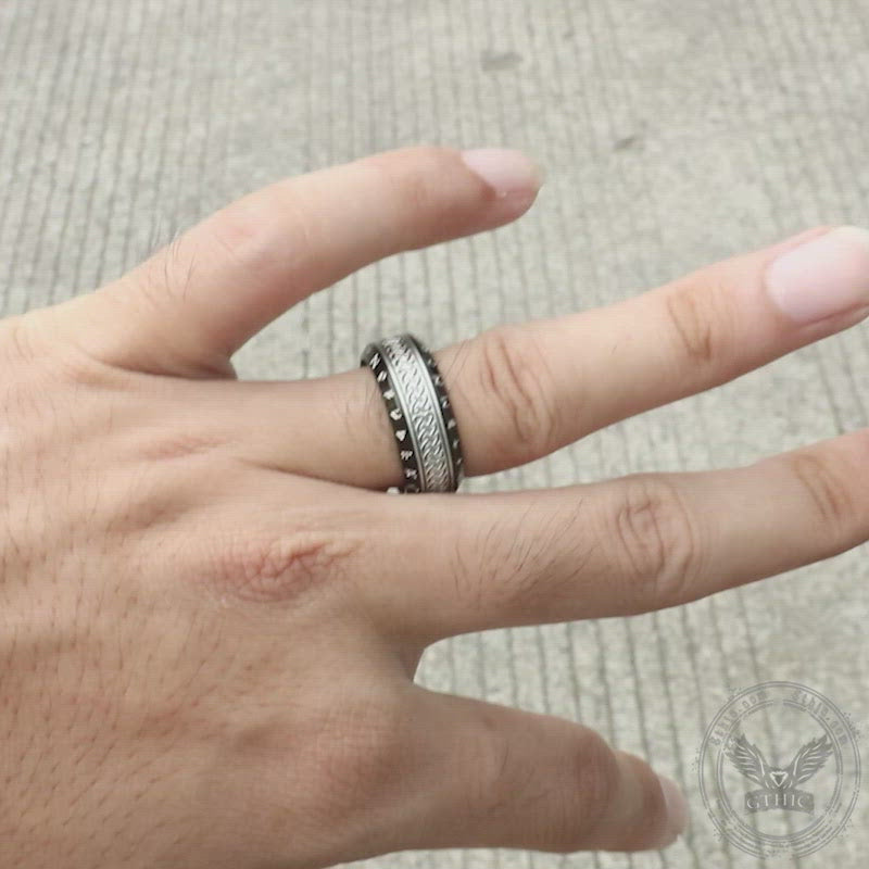 Norse Runes Celtic Knot Stainless Steel Viking Ring