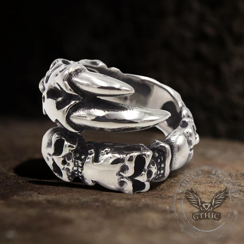 Beast Claw Stainless Steel Skull Ring 03 | Gthic.com