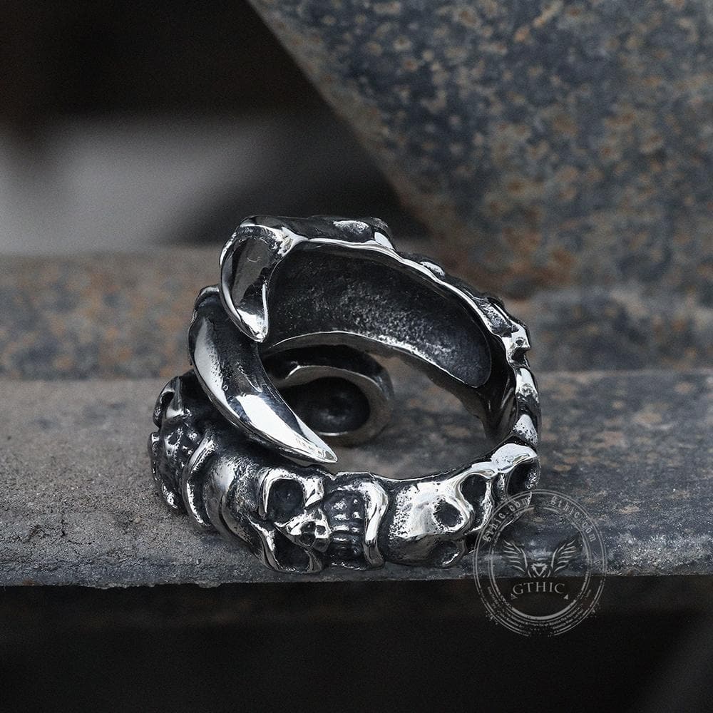 Beast Claw Stainless Steel Skull Ring 04 | Gthic.com