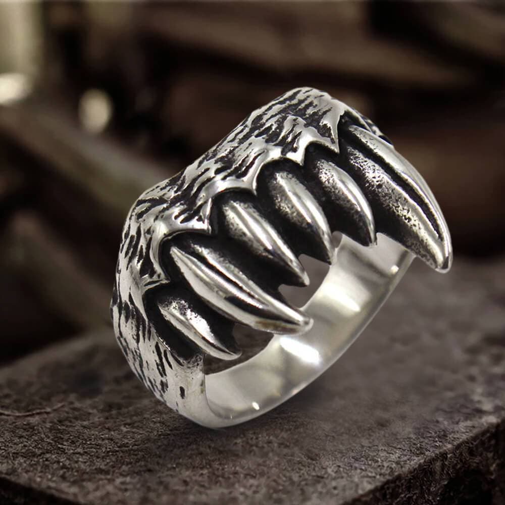 Vampire Teeth Stainless Steel Ring | Gthic.com