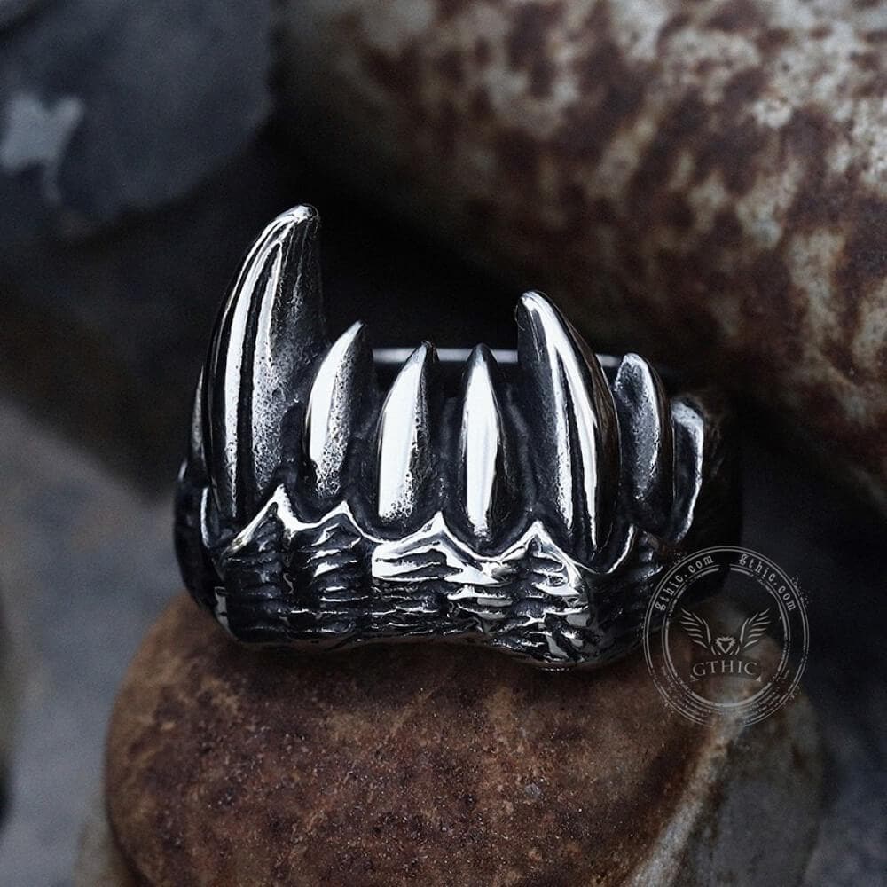 Vampire Teeth Stainless Steel Ring | Gthic.com