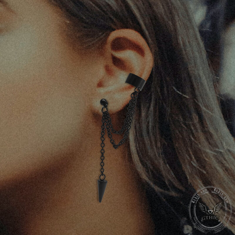 Black Awl Stainless Steel Punk Stud Earrings | Gthic.com