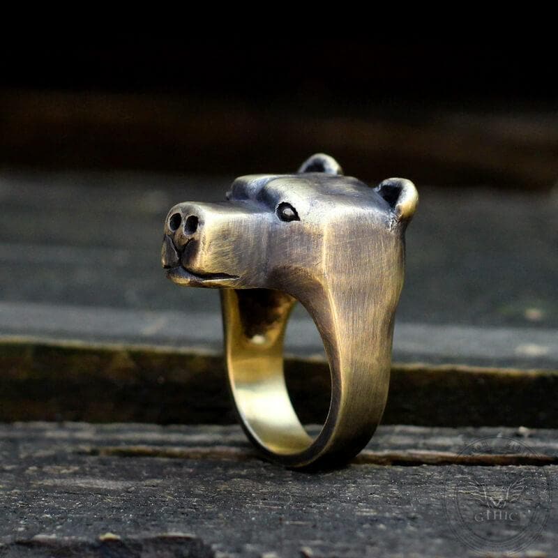 Black Bear Brass Sterling Silver Animal Ring | Gthic.com