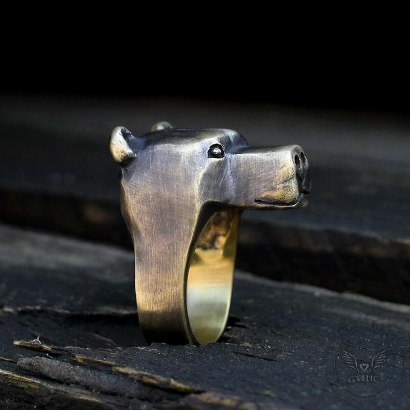 Black Bear Brass Sterling Silver Animal Ring | Gthic.com