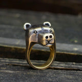 Black Bear Brass Sterling Silver Animal Ring | Gthic.com