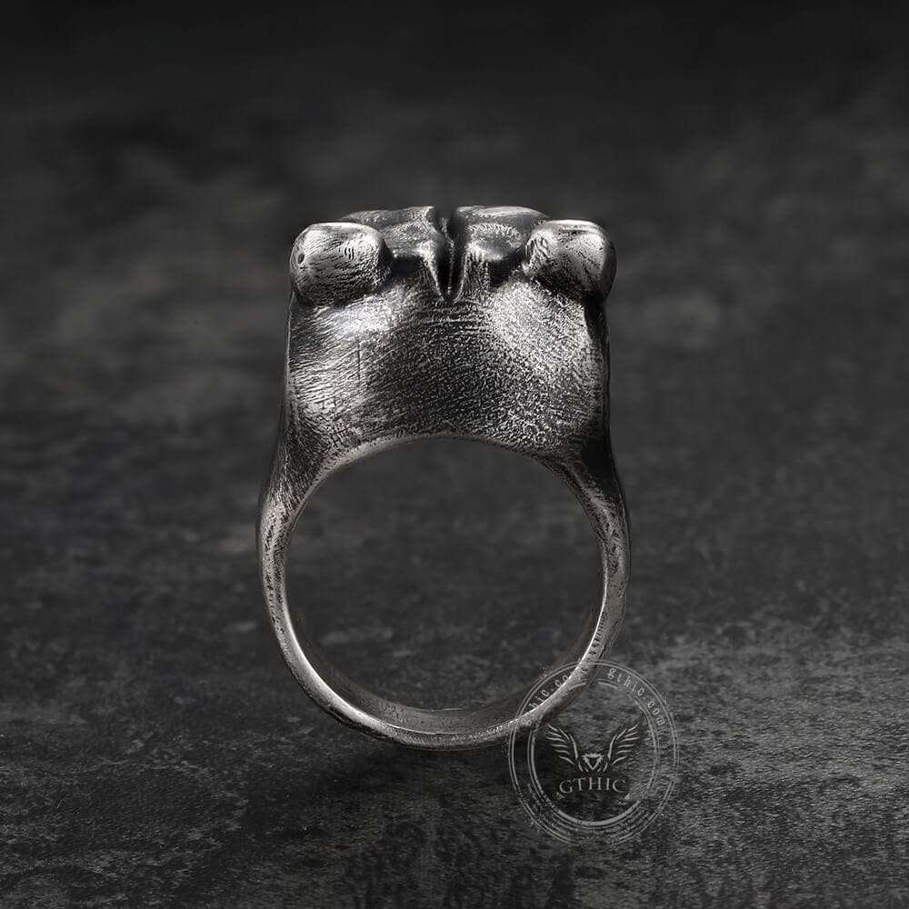 Black Bear Brass Sterling Silver Animal Ring