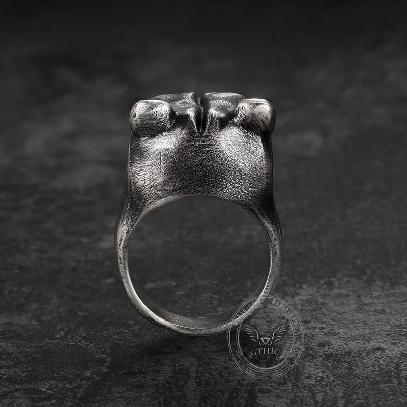 Black Bear Brass Sterling Silver Animal Ring