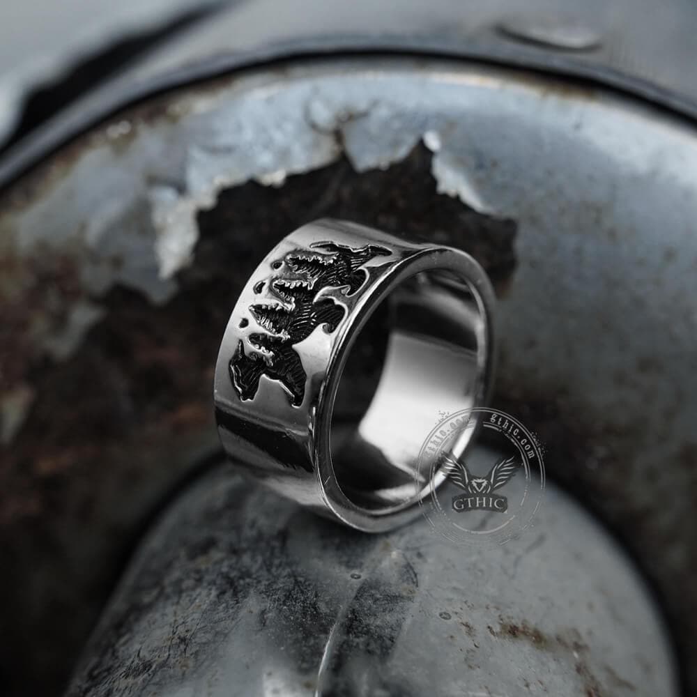 Black Bear Forest Alloy Ring 03 | Gthic.com