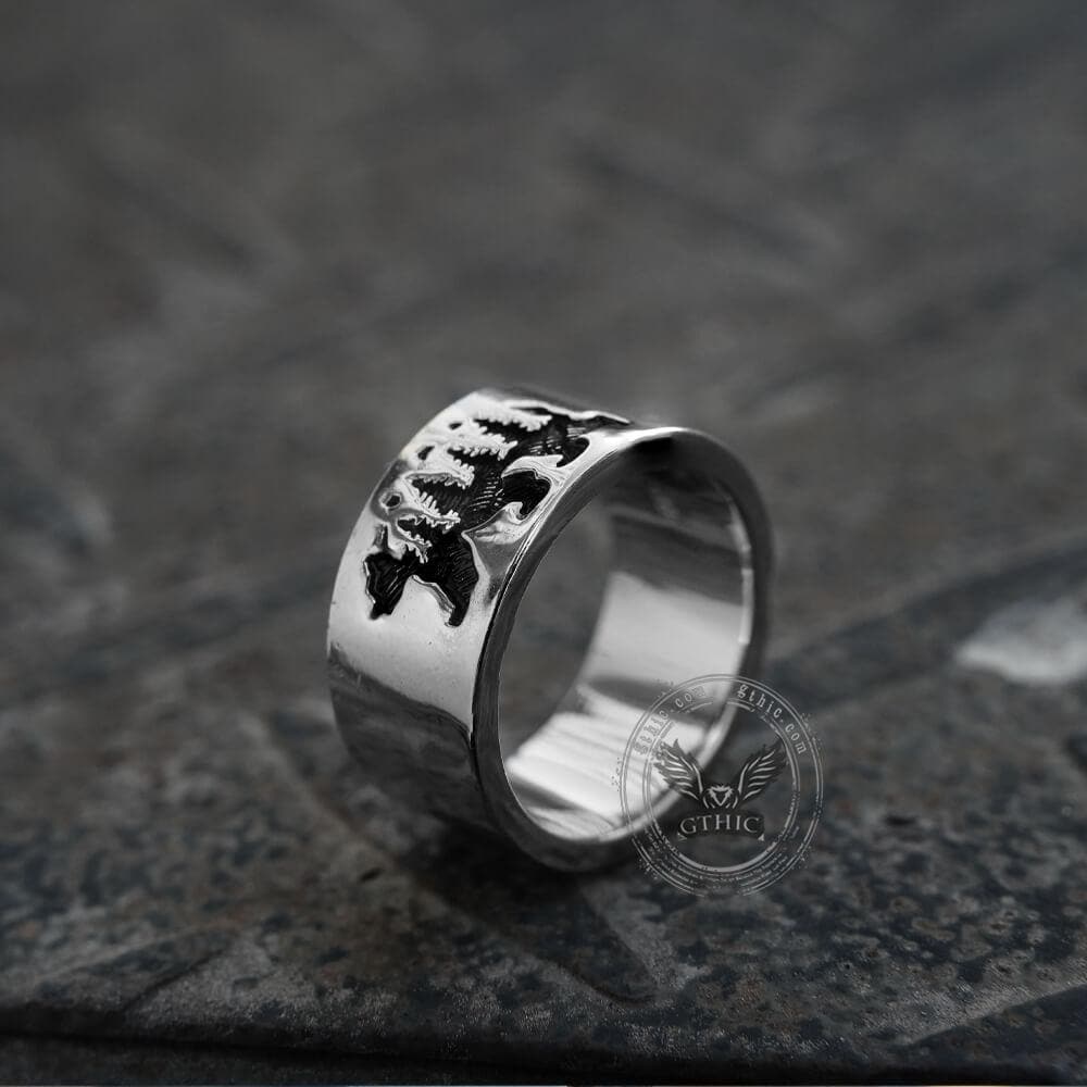 Black Bear Forest Alloy Ring 05 | Gthic.com
