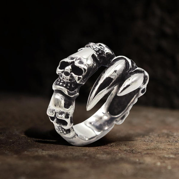 Beast Claw Stainless Steel Skull Ring 05 | Gthic.com
