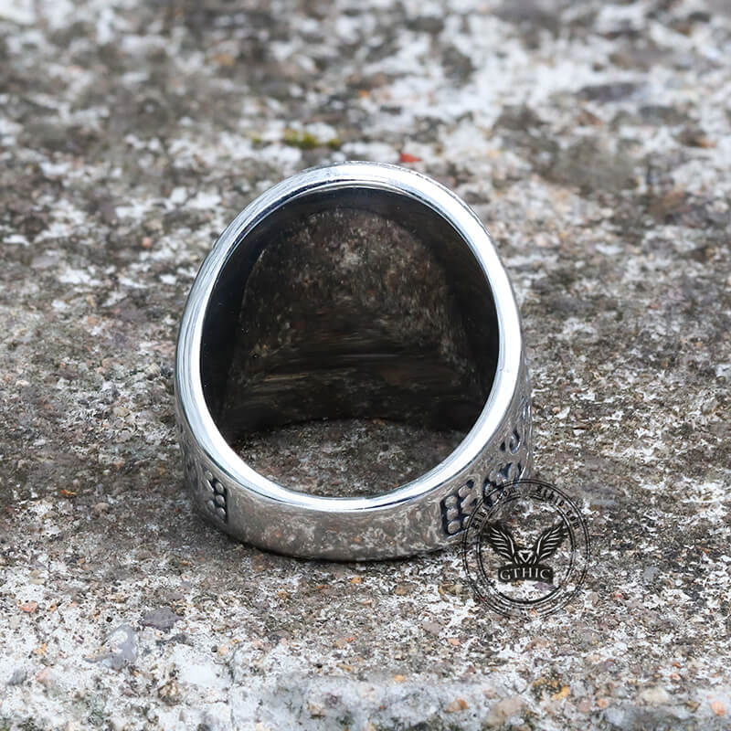 Black Epoxy Embossed Stainless Steel Ring