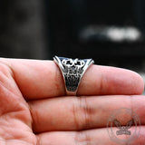 Black Epoxy Embossed Stainless Steel Ring | Gthic.com