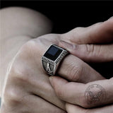 Black Gemstone Stainless Steel Masonic Ring 02 | Gthic.com