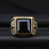 Black Gemstone Stainless Steel Masonic Ring 03 | Gthic.com