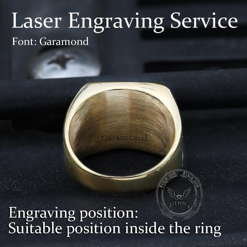 Black Gemstone Stainless Steel Masonic Ring