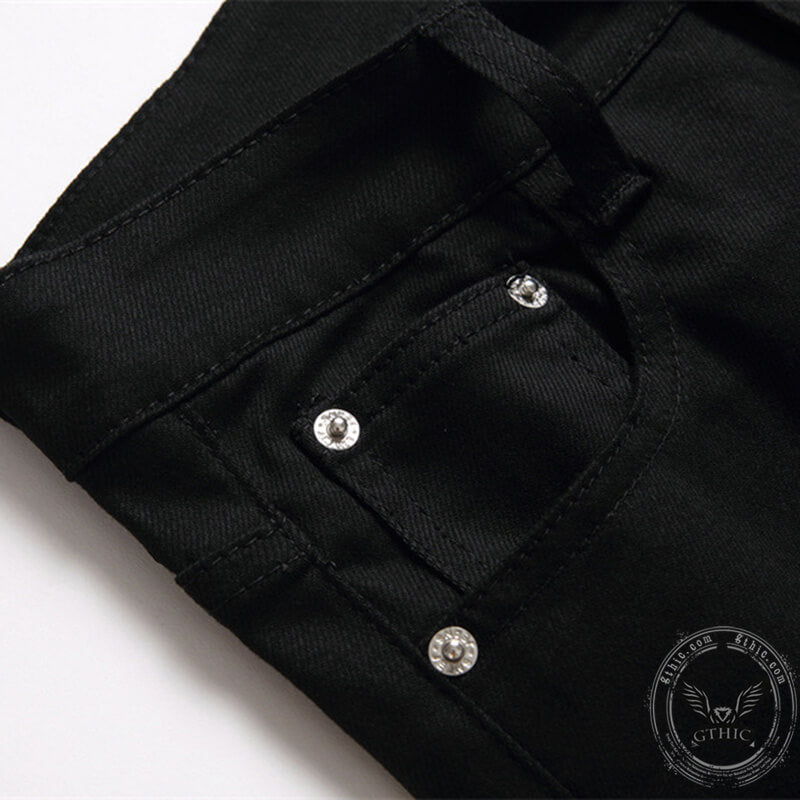 Black Printed Cotton Men’s Pants | Gthic.com