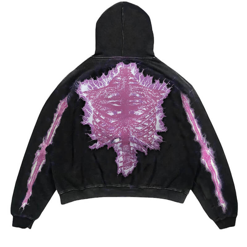 Black Skeleton Polyester Hoodies | Gthic.com